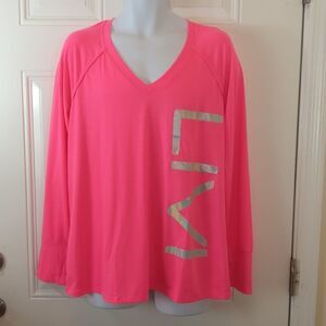 LIVI Active neon pink long sleeve v-neck t-shirt